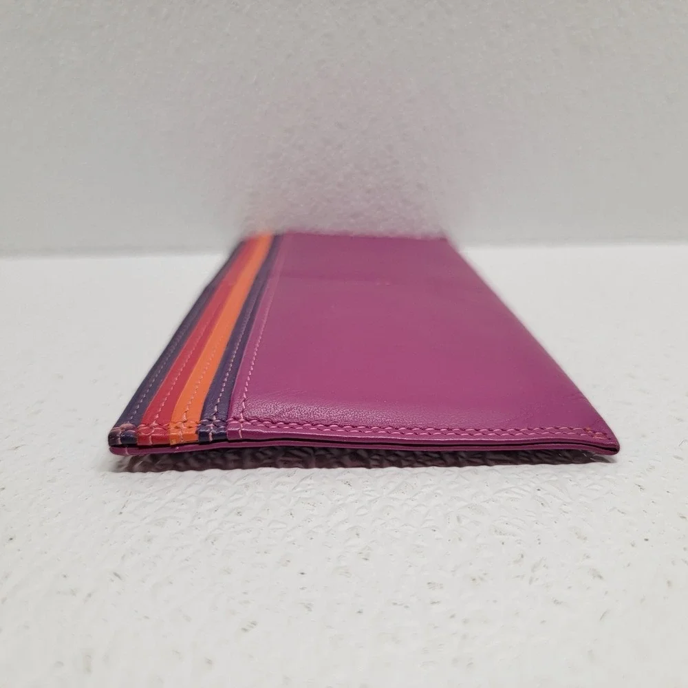 Mywalit Leather Card Sleeve Wallet Purple Orange Red 7.5